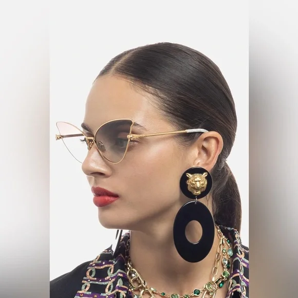 Camilla “Head in the Clouds” brown gold exaggerated boho cat eye sunglasses - Picture 2 of 6